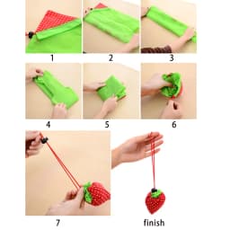 Foldable Shopping Bag Convenient Carry Bag Reusable Storage Pocket Bag Strawberry Handbag