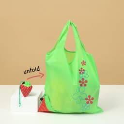 Foldable Shopping Bag Convenient Carry Bag Reusable Storage Pocket Bag Strawberry Handbag