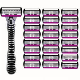 6-Layer Classic Razor, Razor Set, Stainless Steel Blade, Manual Safety Razor, Reusable Blade, Silicone Anti-Skid Layer