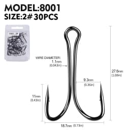 PROBEROS 30pcs Luya Fishing Hook Carbon Steel Barbed Double Hook Fishing Hook Chicken Claw Hook Tied Soft Bait Fish Accessories