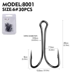 PROBEROS 30pcs Luya Fishing Hook Carbon Steel Barbed Double Hook Fishing Hook Chicken Claw Hook Tied Soft Bait Fish Accessories