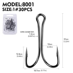 PROBEROS 30pcs Luya Fishing Hook Carbon Steel Barbed Double Hook Fishing Hook Chicken Claw Hook Tied Soft Bait Fish Accessories