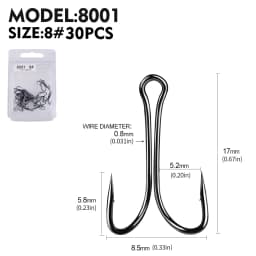 PROBEROS 30pcs Luya Fishing Hook Carbon Steel Barbed Double Hook Fishing Hook Chicken Claw Hook Tied Soft Bait Fish Accessories