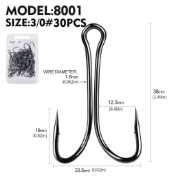 PROBEROS 30pcs Luya Fishing Hook Carbon Steel Barbed Double Hook Fishing Hook Chicken Claw Hook Tied Soft Bait Fish Accessories