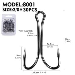 PROBEROS 30pcs Luya Fishing Hook Carbon Steel Barbed Double Hook Fishing Hook Chicken Claw Hook Tied Soft Bait Fish Accessories