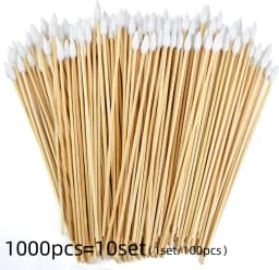100/300PCS 6 Inch Precision Tips Cotton Swabs - Long Wooden Stick Cotton Buds Pointed Cotton Swabs With Case - Cotton