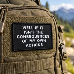 Well If It Isn't The Consequences Of My Own Actions Meme 2'x3' Morale Patch With Hook And Loop Backing