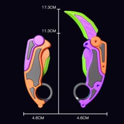 New 3D Printed Gravity Claw Knife Toy Stress Relief Butterfly Fidget Hand Gripper Sensory Toy Folding Claw Knife Radish for Gift