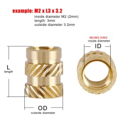 50/100pcs M2 M2.5 M3 Solid Brass Insert Nut Embedment Copper Nut for Hot Melt Heat Injection Molding Double Twill Knurled Thread