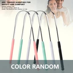 1PC Reusable Stainless Steel Tongue Scraper With Comfort Grip Handle Oral Care Tool, Tongue Cleaner Tongue Scraper