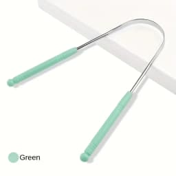 1PC Reusable Stainless Steel Tongue Scraper With Comfort Grip Handle Oral Care Tool, Tongue Cleaner Tongue Scraper