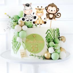 24pcs Carton Wild Animal Cake Toppers Cupcake Topper For Kids Jungle Safari Forest Birthday Party Decoration DIY Cupcake Supply