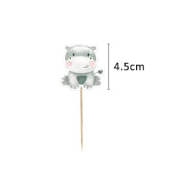 24pcs Carton Wild Animal Cake Toppers Cupcake Topper For Kids Jungle Safari Forest Birthday Party Decoration DIY Cupcake Supply
