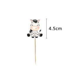 24pcs Carton Wild Animal Cake Toppers Cupcake Topper For Kids Jungle Safari Forest Birthday Party Decoration DIY Cupcake Supply