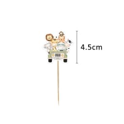 24pcs Carton Wild Animal Cake Toppers Cupcake Topper For Kids Jungle Safari Forest Birthday Party Decoration DIY Cupcake Supply