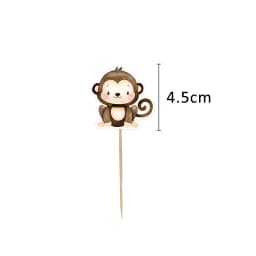 24pcs Carton Wild Animal Cake Toppers Cupcake Topper For Kids Jungle Safari Forest Birthday Party Decoration DIY Cupcake Supply