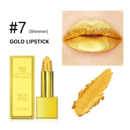 Shimmer Gold Lipstick Metallic Glitter Sexy Lipsticks Long Lasting Batom Waterproof Cosmetic Gold Brick Tube Design Gift 3.5g