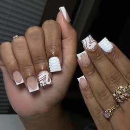 24pcs Short Square French Pink Cartoon Snail False Nails Full Cover Detachable Nail Tips Press on Nails