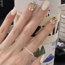 24pcs Short Square French Pink Cartoon Snail False Nails Full Cover Detachable Nail Tips Press on Nails
