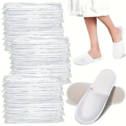 20/50Pcs Luxury Hotel and Spa Slippers - Non-Slip, Comfortable, Disposable Travel Slippers, Individually Packaged. White Fabric Slippers for Men and Women, Perfect for Home, Travel, and Relaxation, Casual Wear | Unisex Slippers | Soft Texture