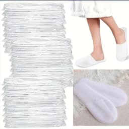 20/50Pcs Luxury Hotel and Spa Slippers - Non-Slip, Comfortable, Disposable Travel Slippers, Individually Packaged. White Fabric Slippers for Men and Women, Perfect for Home, Travel, and Relaxation, Casual Wear | Unisex Slippers | Soft Texture