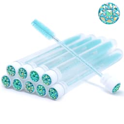 10Pcs Sparkling Reusable Eyelash Brushes Mascara Wand In Tubes Eye Lash Brushes Eyebrow Spoolie Combs With Container Case