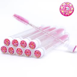 10Pcs Sparkling Reusable Eyelash Brushes Mascara Wand In Tubes Eye Lash Brushes Eyebrow Spoolie Combs With Container Case