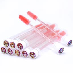 10Pcs Sparkling Reusable Eyelash Brushes Mascara Wand In Tubes Eye Lash Brushes Eyebrow Spoolie Combs With Container Case