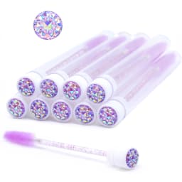 10Pcs Sparkling Reusable Eyelash Brushes Mascara Wand In Tubes Eye Lash Brushes Eyebrow Spoolie Combs With Container Case