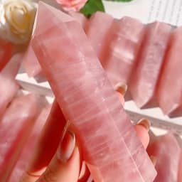 Rose Quartz Natural Healing Crystal Tower, Pink Crystal Pillar, 6 Sided Single Point Energy Crystal Stone, Point Healing C563