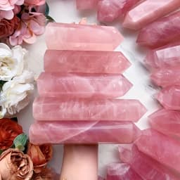 Rose Quartz Natural Healing Crystal Tower, Pink Crystal Pillar, 6 Sided Single Point Energy Crystal Stone, Point Healing C563