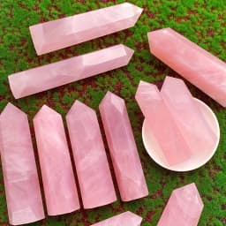 Rose Quartz Natural Healing Crystal Tower, Pink Crystal Pillar, 6 Sided Single Point Energy Crystal Stone, Point Healing C563