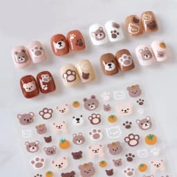 Cute Cartoon Nail Art Stickers, Bear Rabbit Flowers Panda Designs, Adhesive Decals for Nails Manicure Decoration