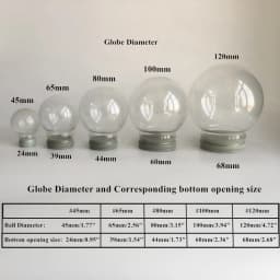 Promotional Gift 45/65/80/100/120MM Diameter DIY Empty Glass Snow Globe Wholesales
