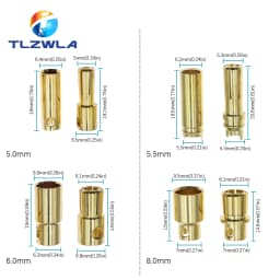 2mm 3mm 3.5mm 4mm 5mm 5.5mm 6mm 8mm RC Battery Gold-plated Bullet Banana Plug High Quality Male Female Bullet Banana Connector