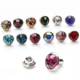 Crystals Glass Rhinestone Rivets Diamond Studs Rapid Rivets for Leather Craft DIY 100Sets 6/8mm