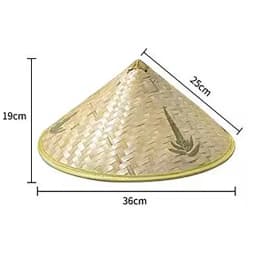 Chinese Retro Bamboo Rattan Fisherman Hat Handmade Weave Straw Bucket Hat Tourism Rain Dance Props Cone Fishing Sunshade Hat
