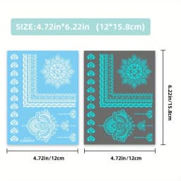 Blue Luminous Henna Tattoo Sticker Girls Tribal White Lace Lotus Tattoos Mandala Flower Fake Jewelry Pendant Temporary Tattoo