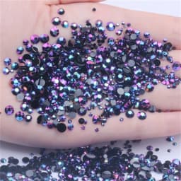 2mm~6mm 1000 Resin Jelly Drill Non Thermal Repair Ab Flat Back Plastic Crystal Nail Diy Glitter Stone