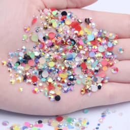2mm~6mm 1000 Resin Jelly Drill Non Thermal Repair Ab Flat Back Plastic Crystal Nail Diy Glitter Stone