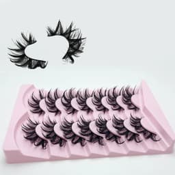 7 Pairs Wet False Eyelashes Fluffy Fairy Cat Eyelashes 3D Cat Eye Lashes, Faux Eyelashes, Natural Long Full Strip Lashes Winged