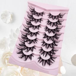 7 Pairs Wet False Eyelashes Fluffy Fairy Cat Eyelashes 3D Cat Eye Lashes, Faux Eyelashes, Natural Long Full Strip Lashes Winged