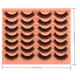 14 Pairs Natural Look False Eyelashes Thick Fluffy Faux Mink Lashes Pack Cat Eye Lashes That Look Like Extensions Black