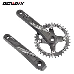 GOLDIX Square Hole Bicycle Crankset Aluminum Alloy MTB Crank 165/170/175mm Length Narrow Wide Teeth 104BCD 32/34/36/38/40/42T
