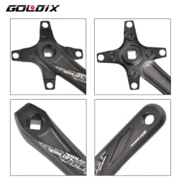 GOLDIX Square Hole Bicycle Crankset Aluminum Alloy MTB Crank 165/170/175mm Length Narrow Wide Teeth 104BCD 32/34/36/38/40/42T
