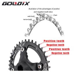 GOLDIX Square Hole Bicycle Crankset Aluminum Alloy MTB Crank 165/170/175mm Length Narrow Wide Teeth 104BCD 32/34/36/38/40/42T