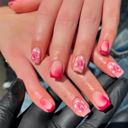 24Pcs Fairy White Flower Fake Nails Pink French Tip Press on Nails Short Square Wearable False Nail for Women Girls DIY Manicure
