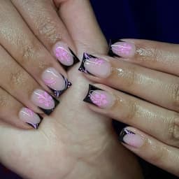 24Pcs Fairy White Flower Fake Nails Pink French Tip Press on Nails Short Square Wearable False Nail for Women Girls DIY Manicure