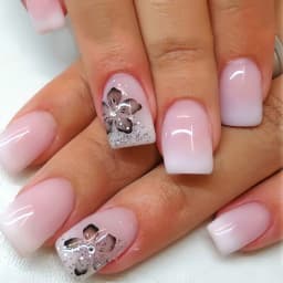 24Pcs Fairy White Flower Fake Nails Pink French Tip Press on Nails Short Square Wearable False Nail for Women Girls DIY Manicure