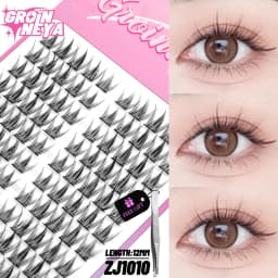GROINNEYA Cluster Lashes Natural Eyelash extension Volume Individual Lashes Mixed Tray Lashes Cluster Natural DIY Eyelashes
